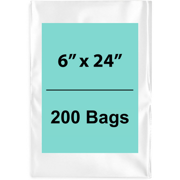Clear Poly Bags Flat 1.5 Mil Thickness Size: 6 (width) inch X 24 (Height) inch